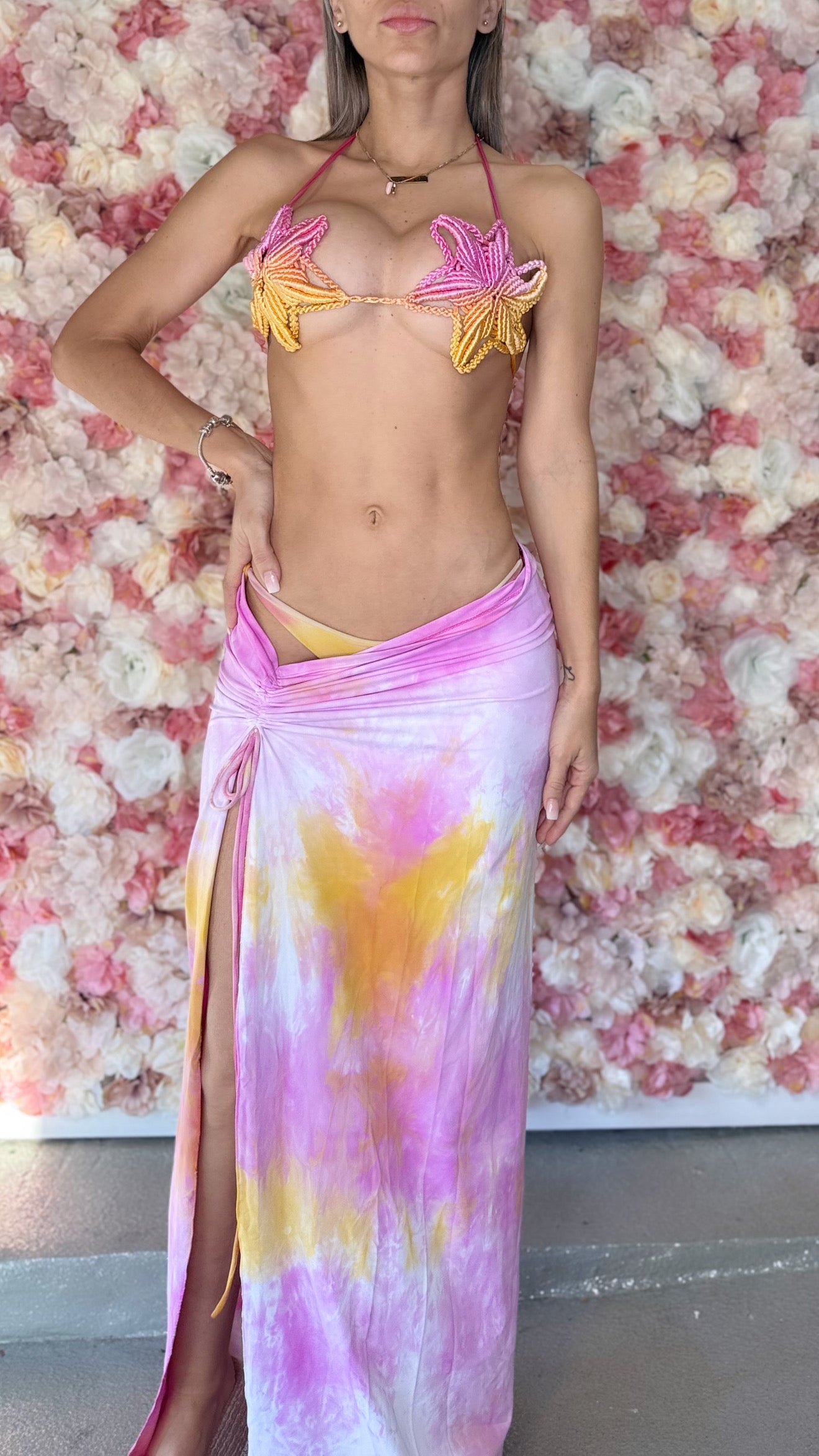 Corinto macrame bikini and skirt set