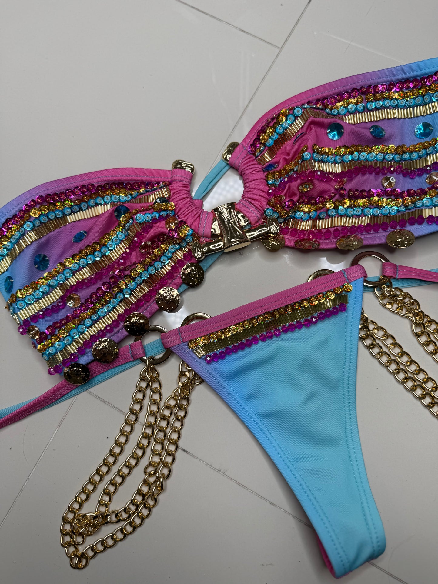 Tutti fruity strapless bikini set
