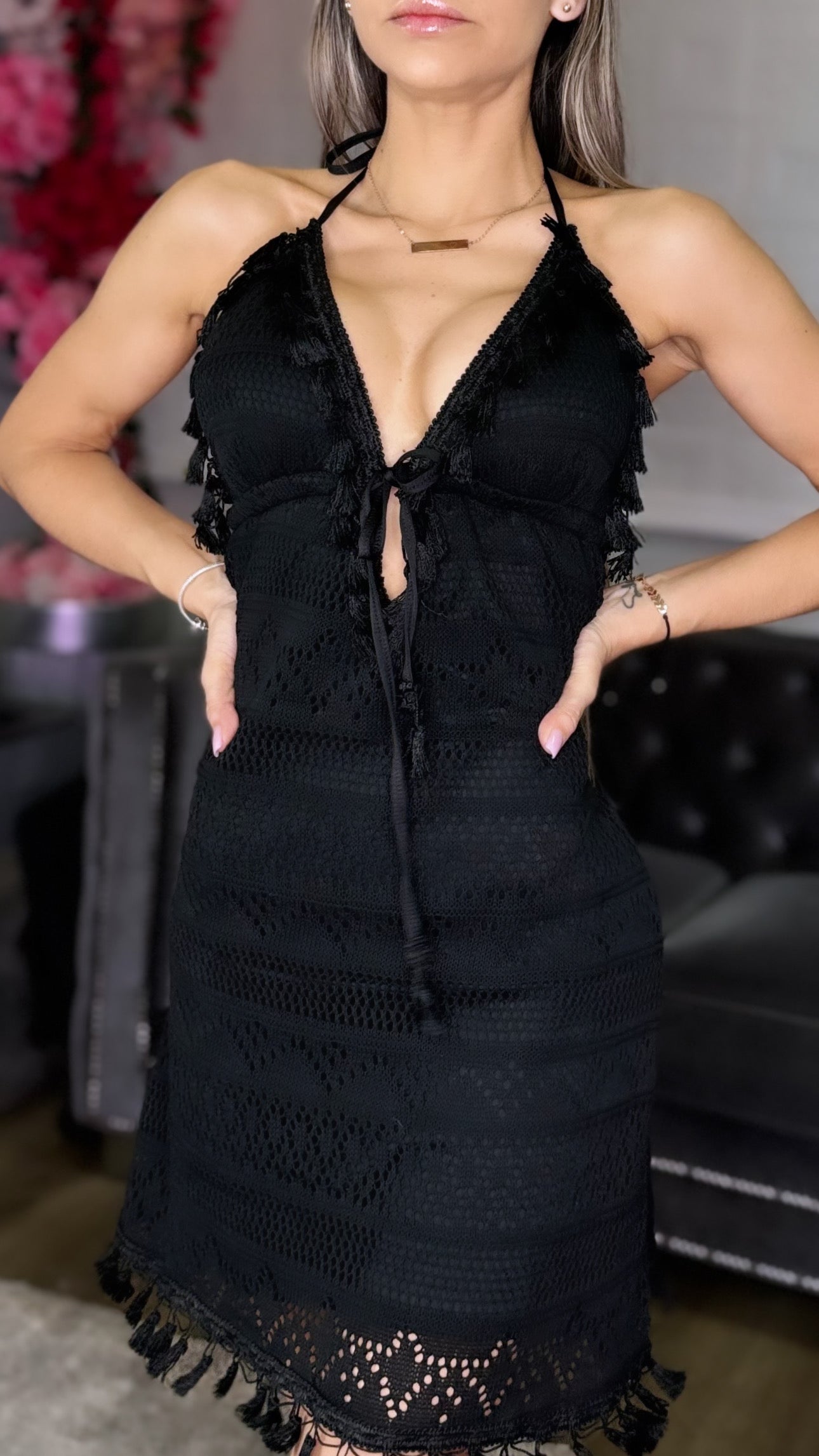 Crochet mini dress