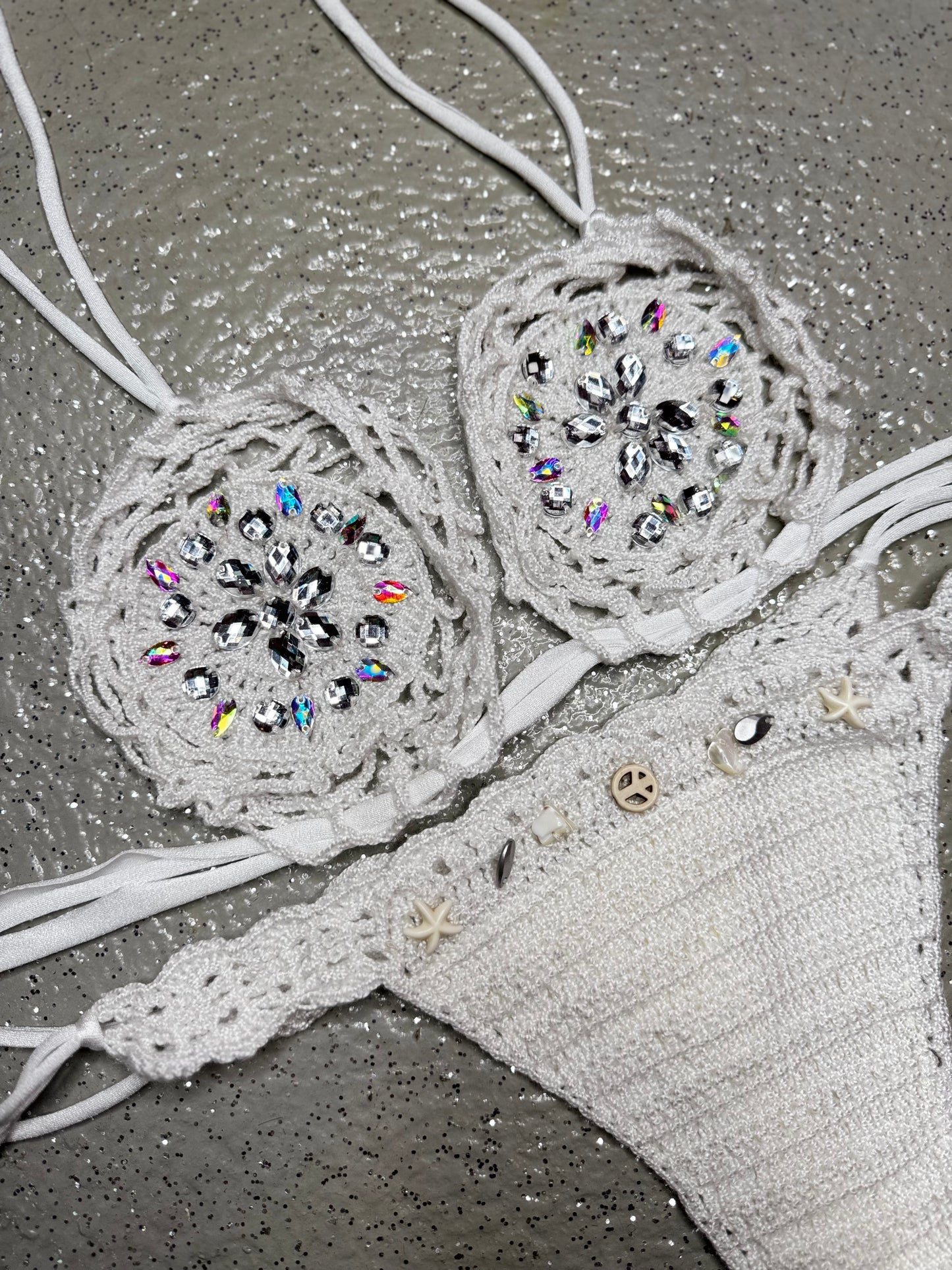 Shiny crochet bikini set