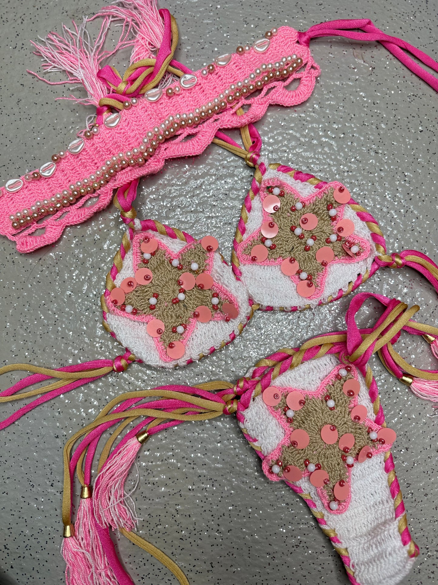 Esparta crochet bikini and necklace set