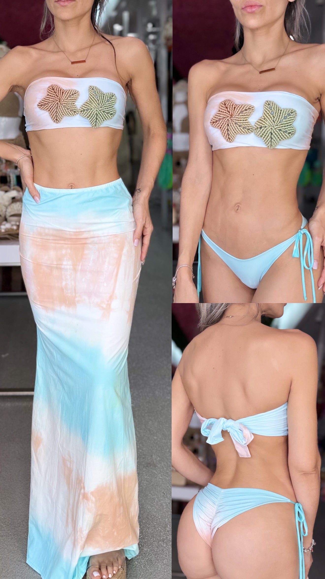Stark macrame bikini and skirt set