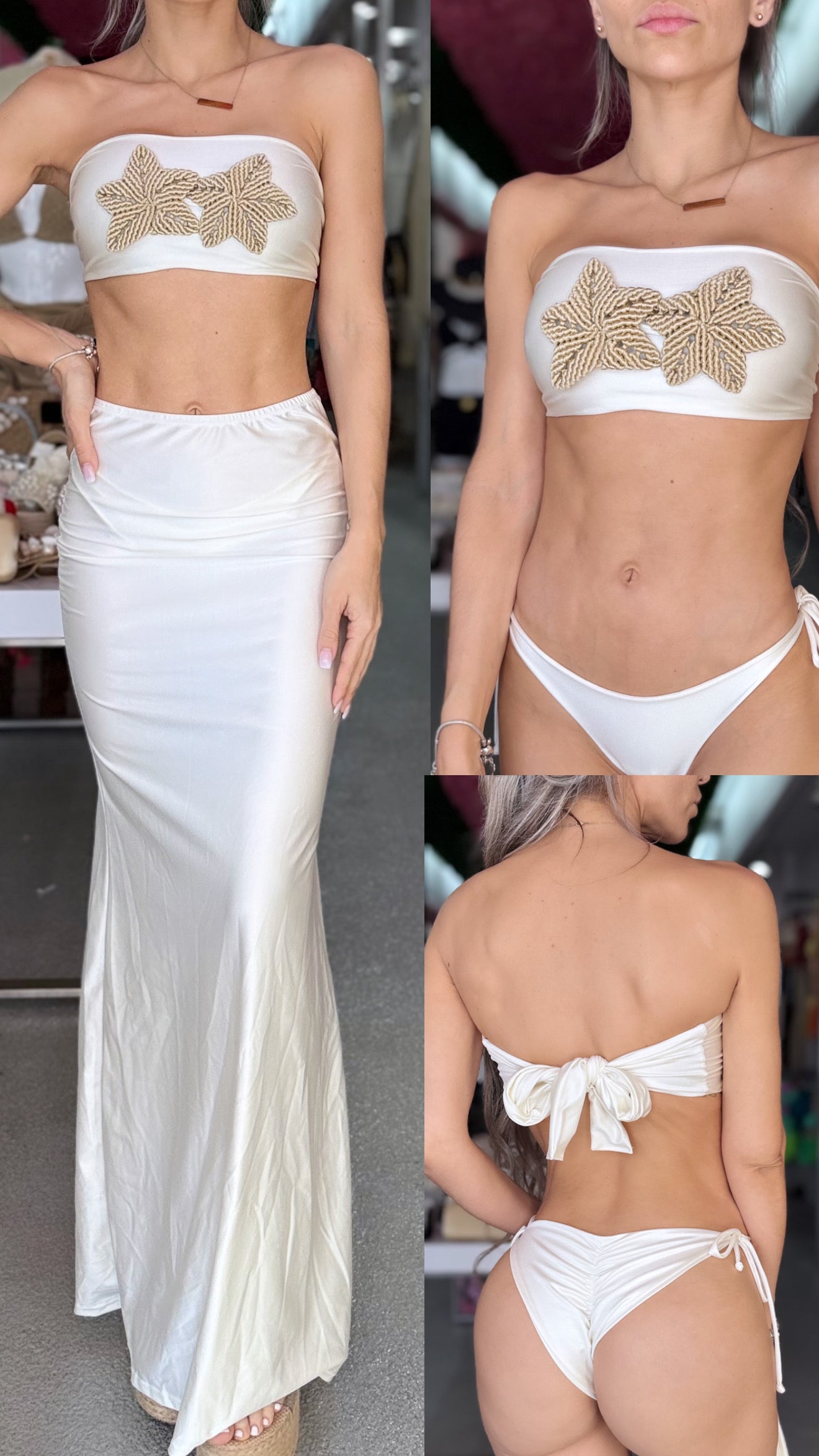 Stark macrame bikini and skirt set