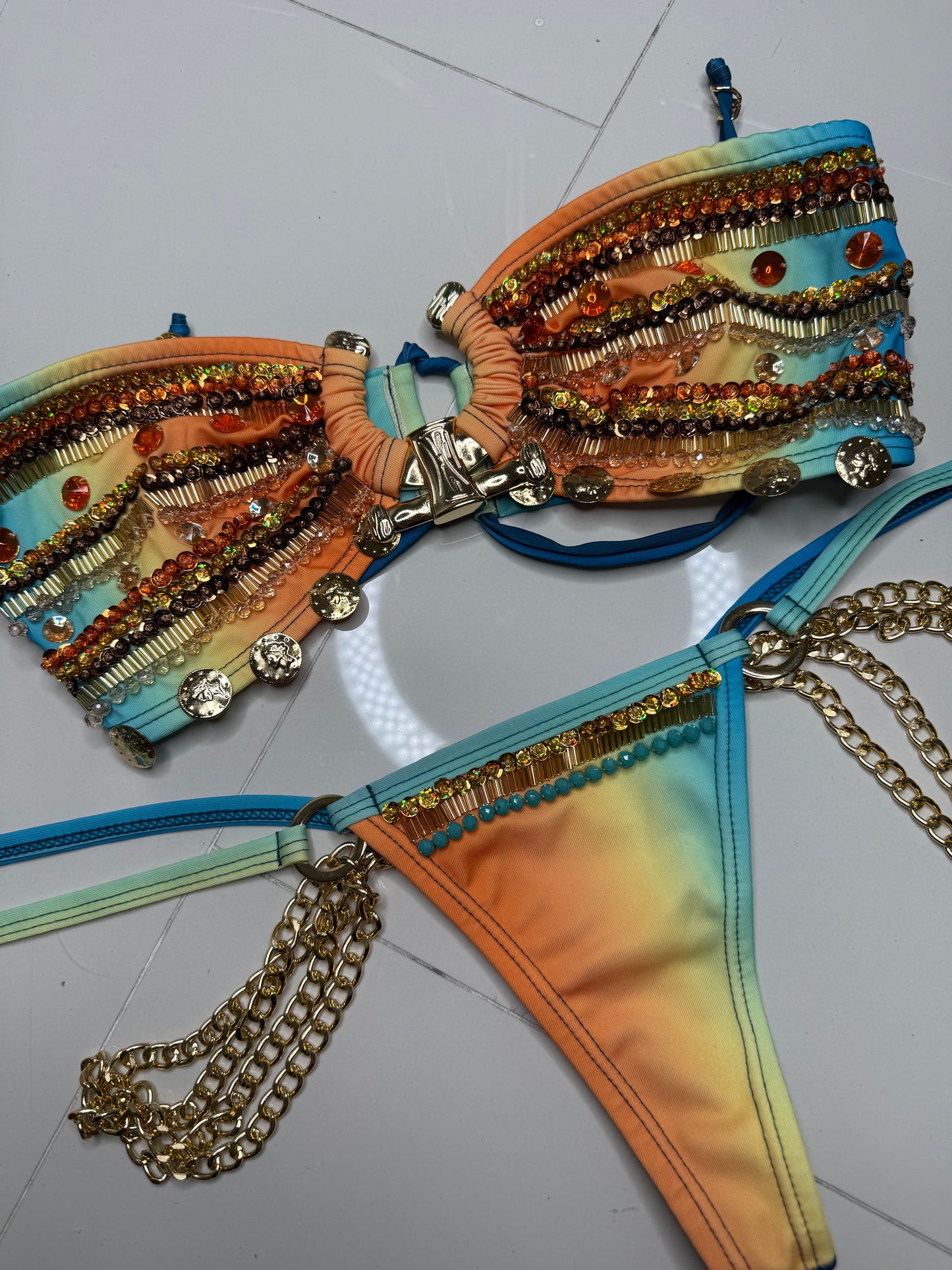 Tutti fruity strapless bikini set