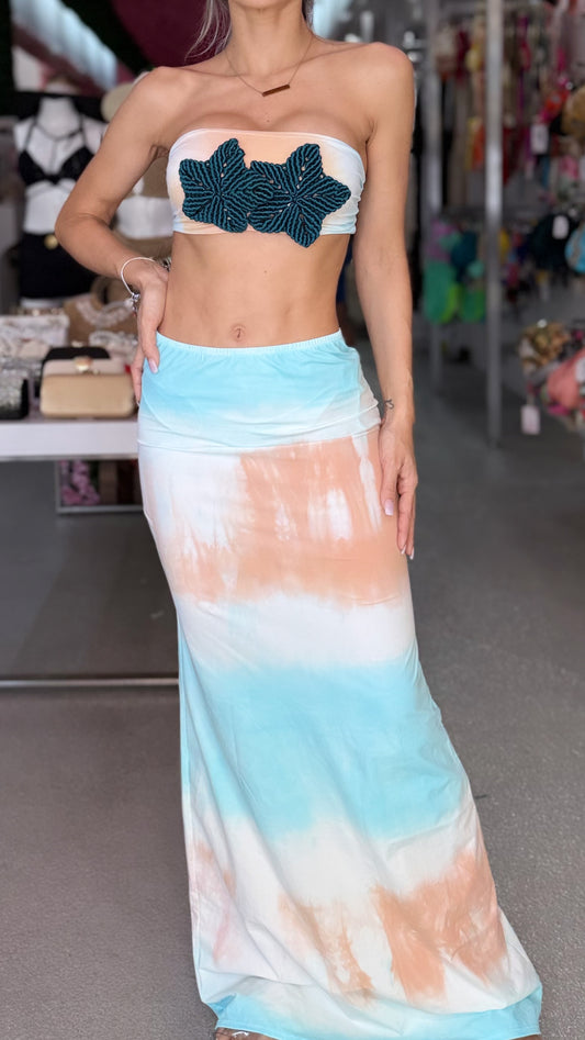 Stark macrame bikini and skirt set