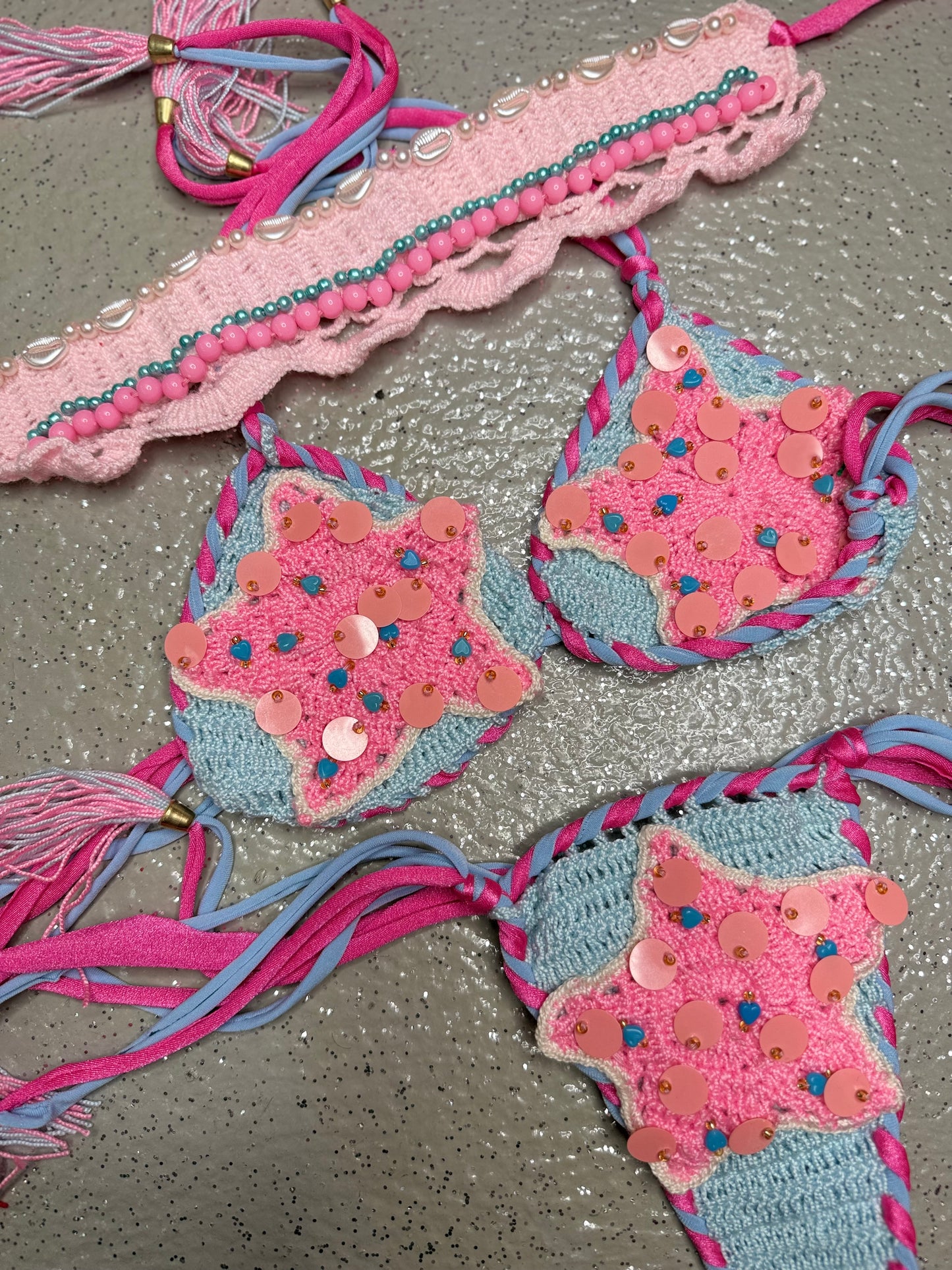 Esparta crochet bikini and necklace set