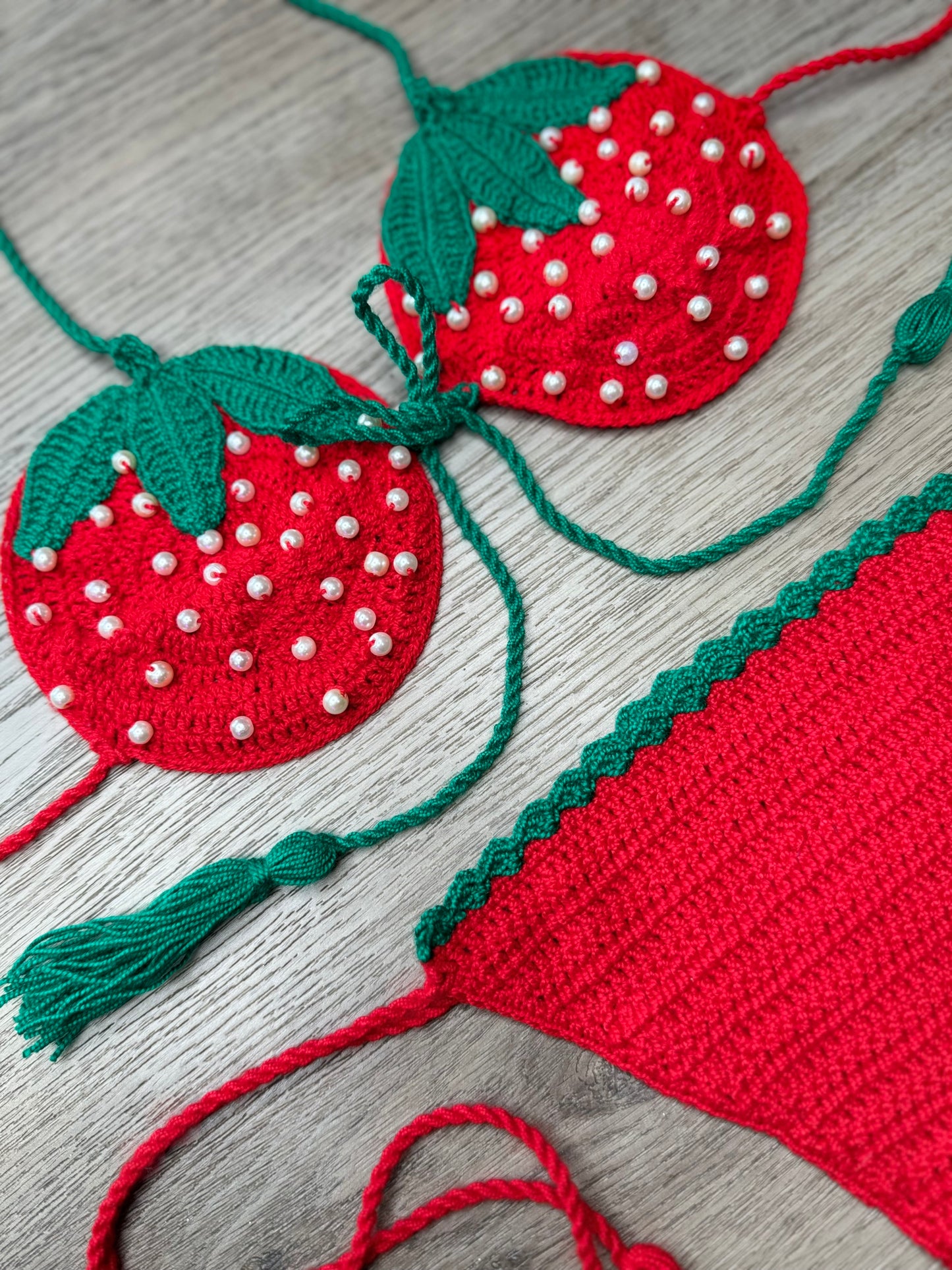 Strawberry crochet bikini set