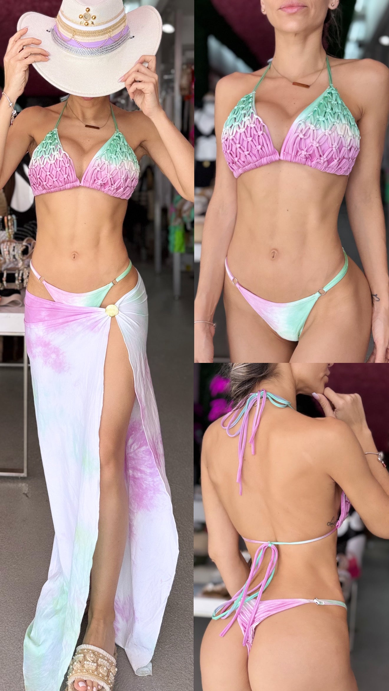 Net macrame bikini set