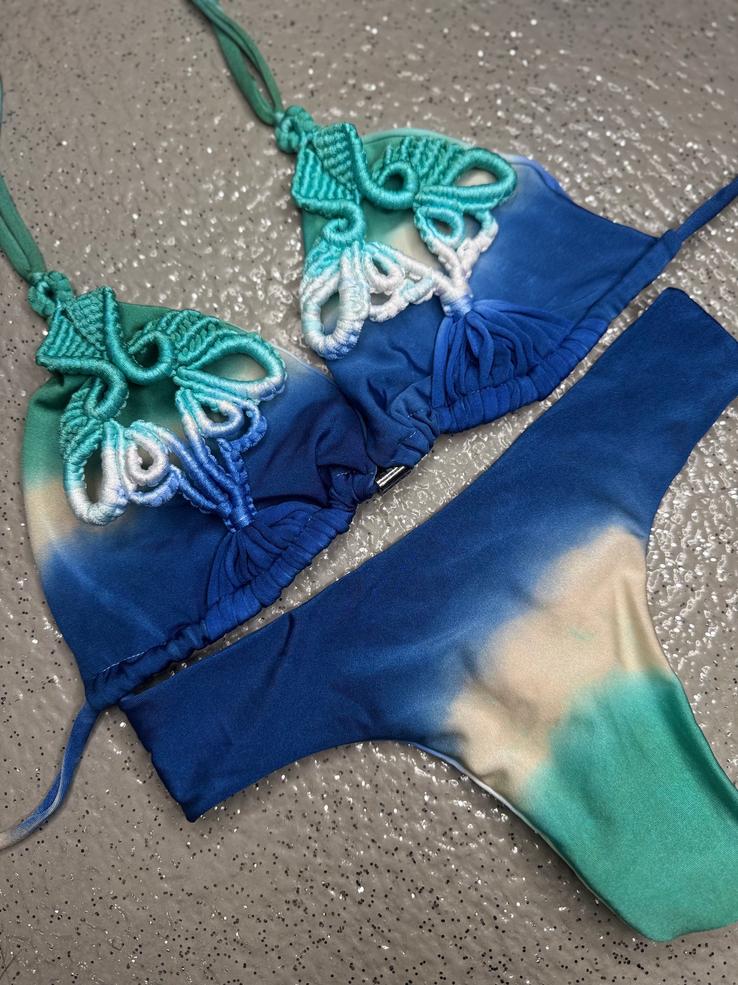 Poly macrame bikini set