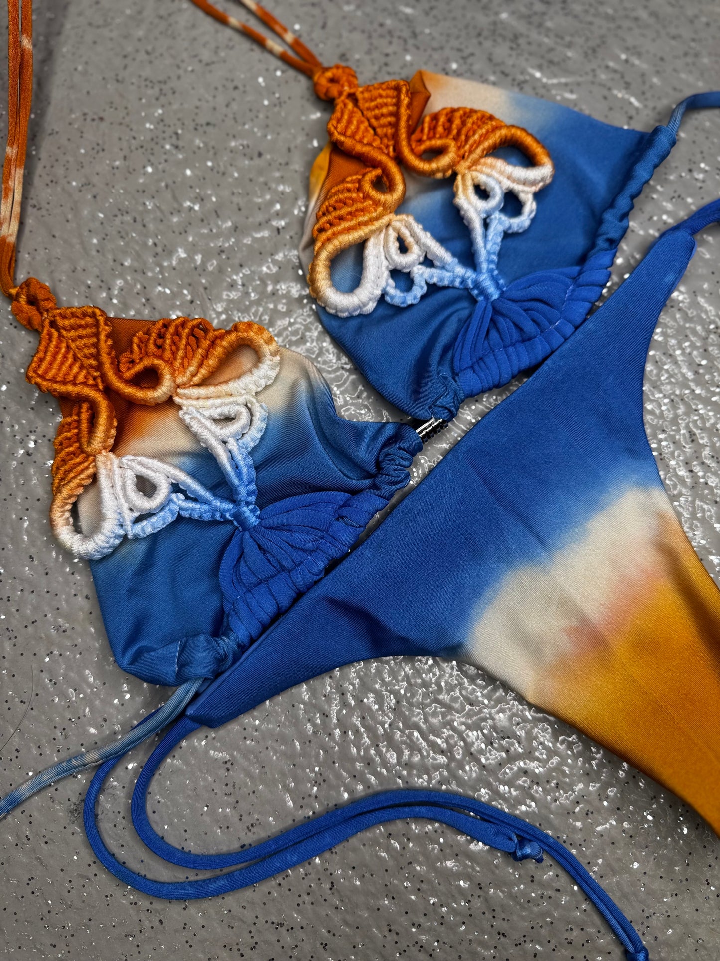 Poly macrame bikini set