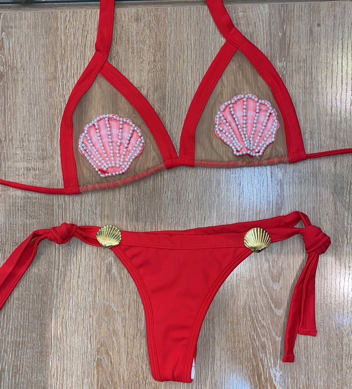 Shell thong bikini set