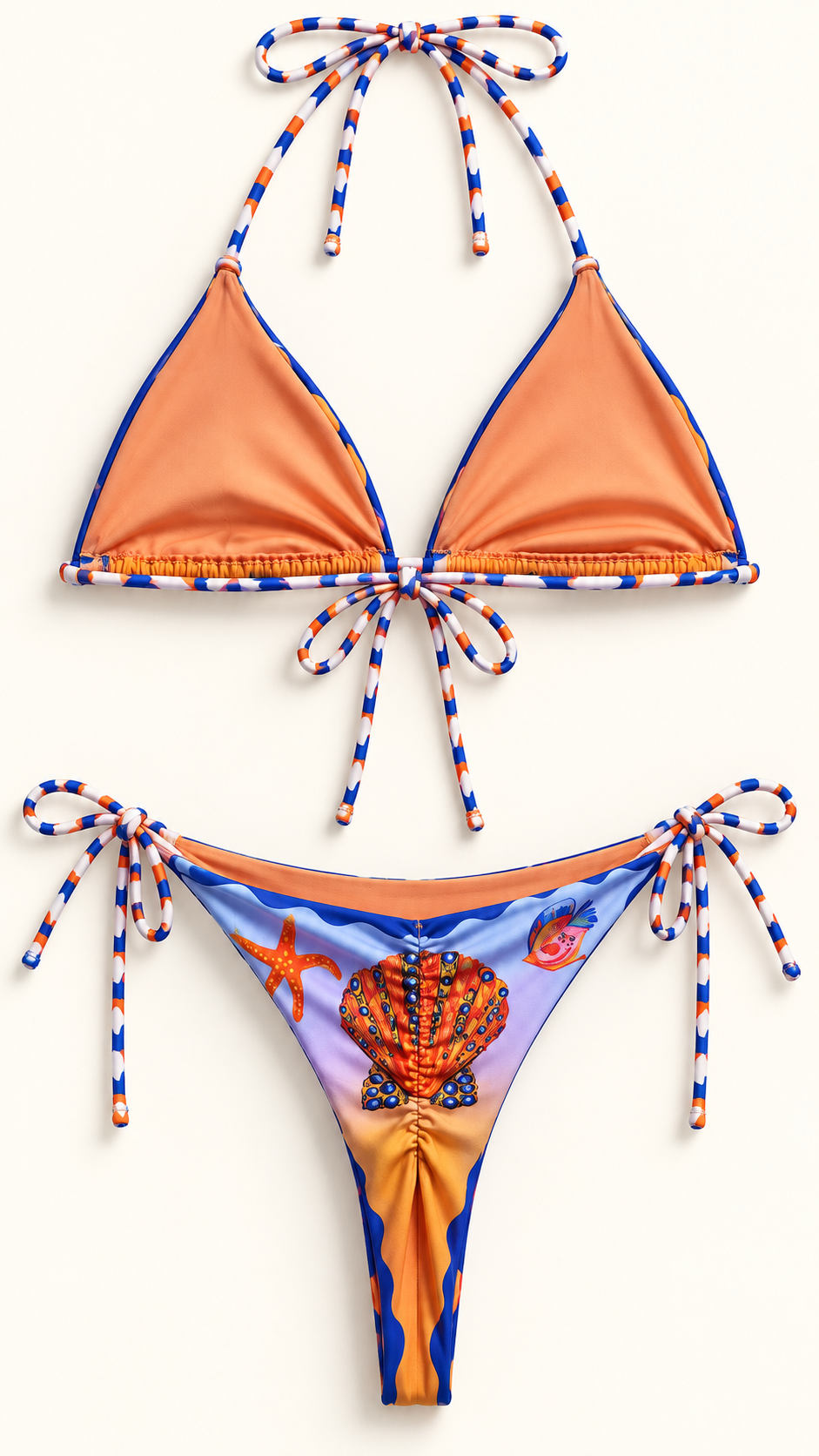 Adela Bikini Set studio back view with scrunch thong bottom
