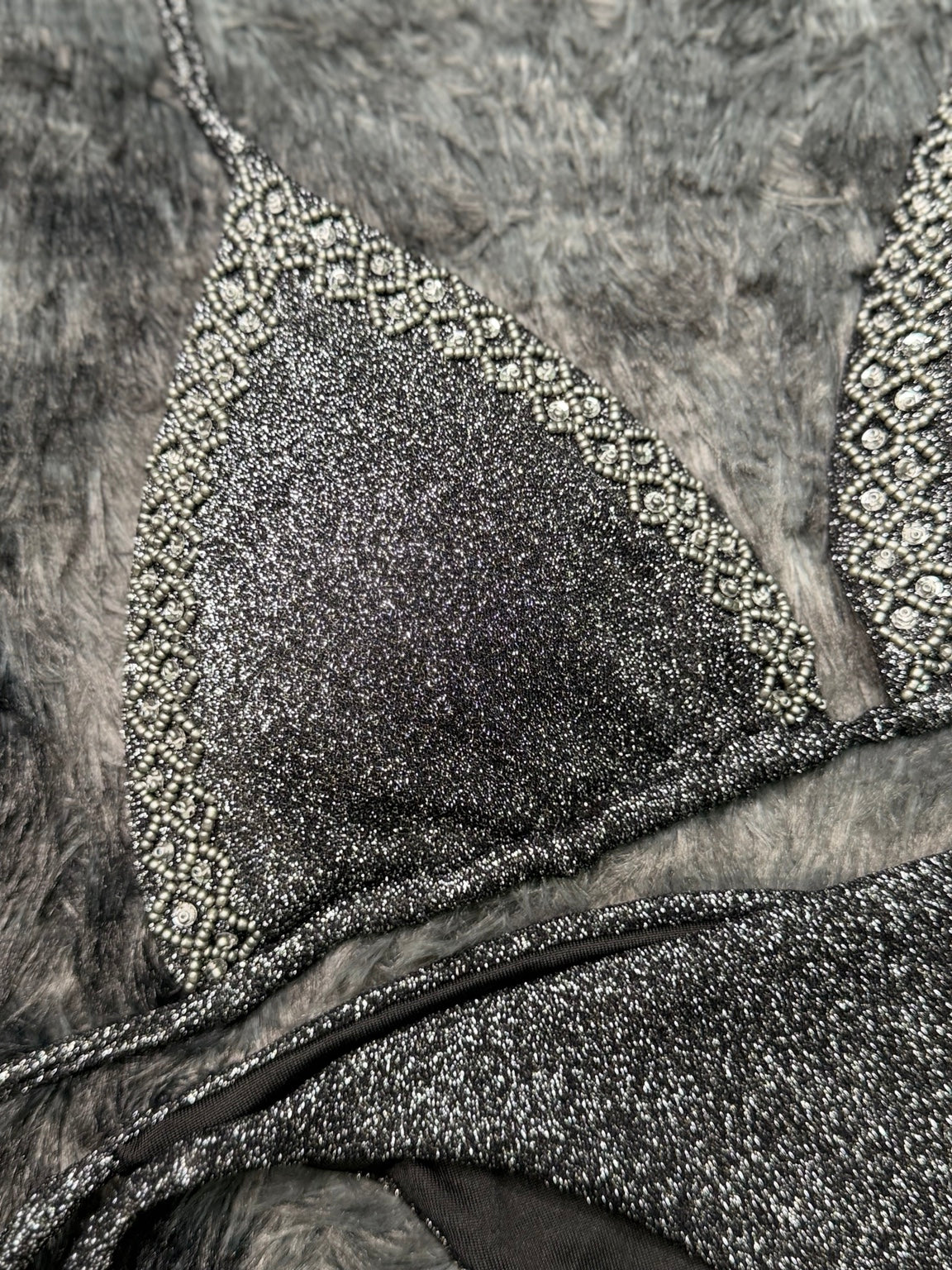 Ornate Bikini Set charcoal closeup