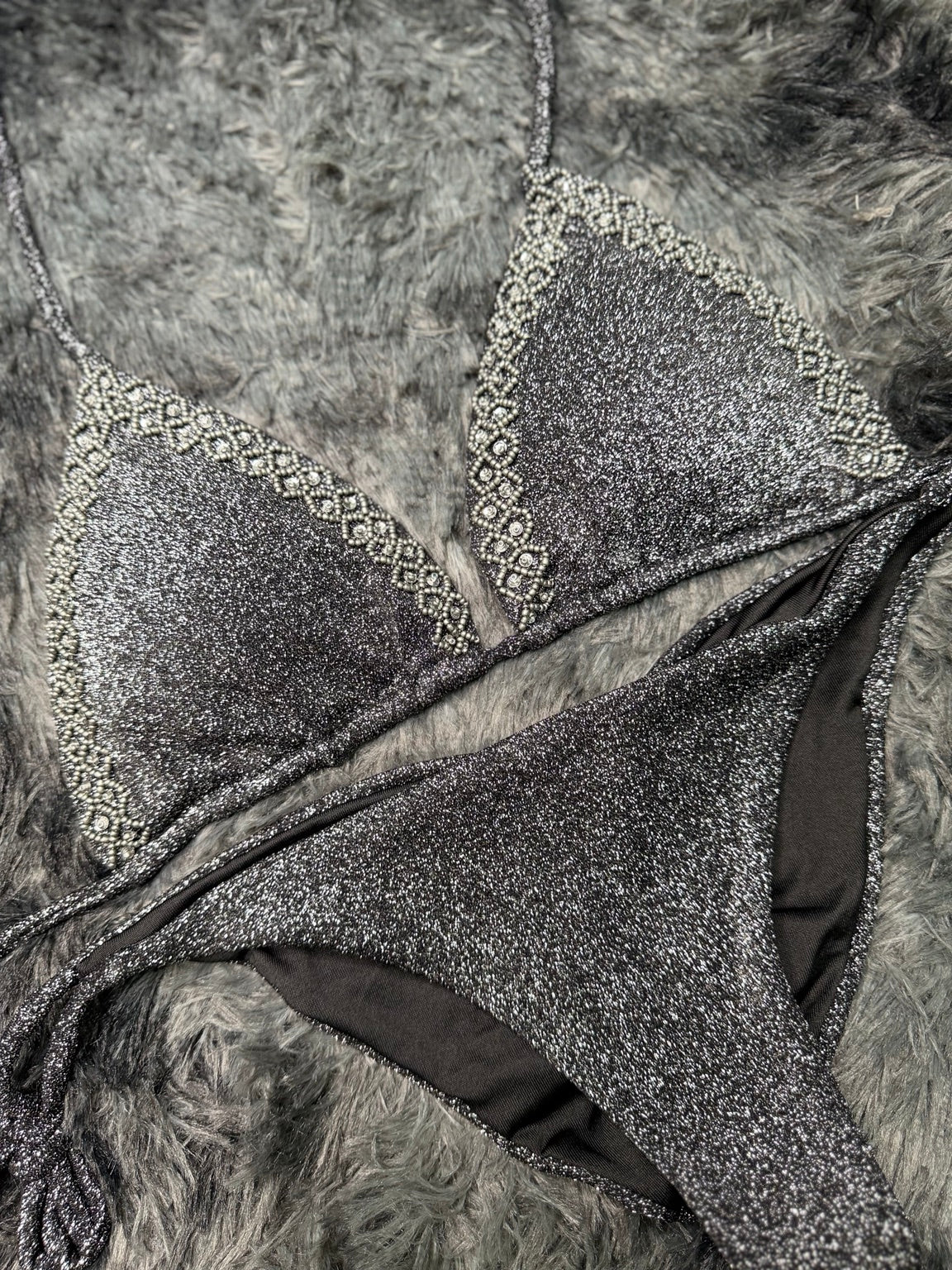 Ornate Bikini Set charcoal detail