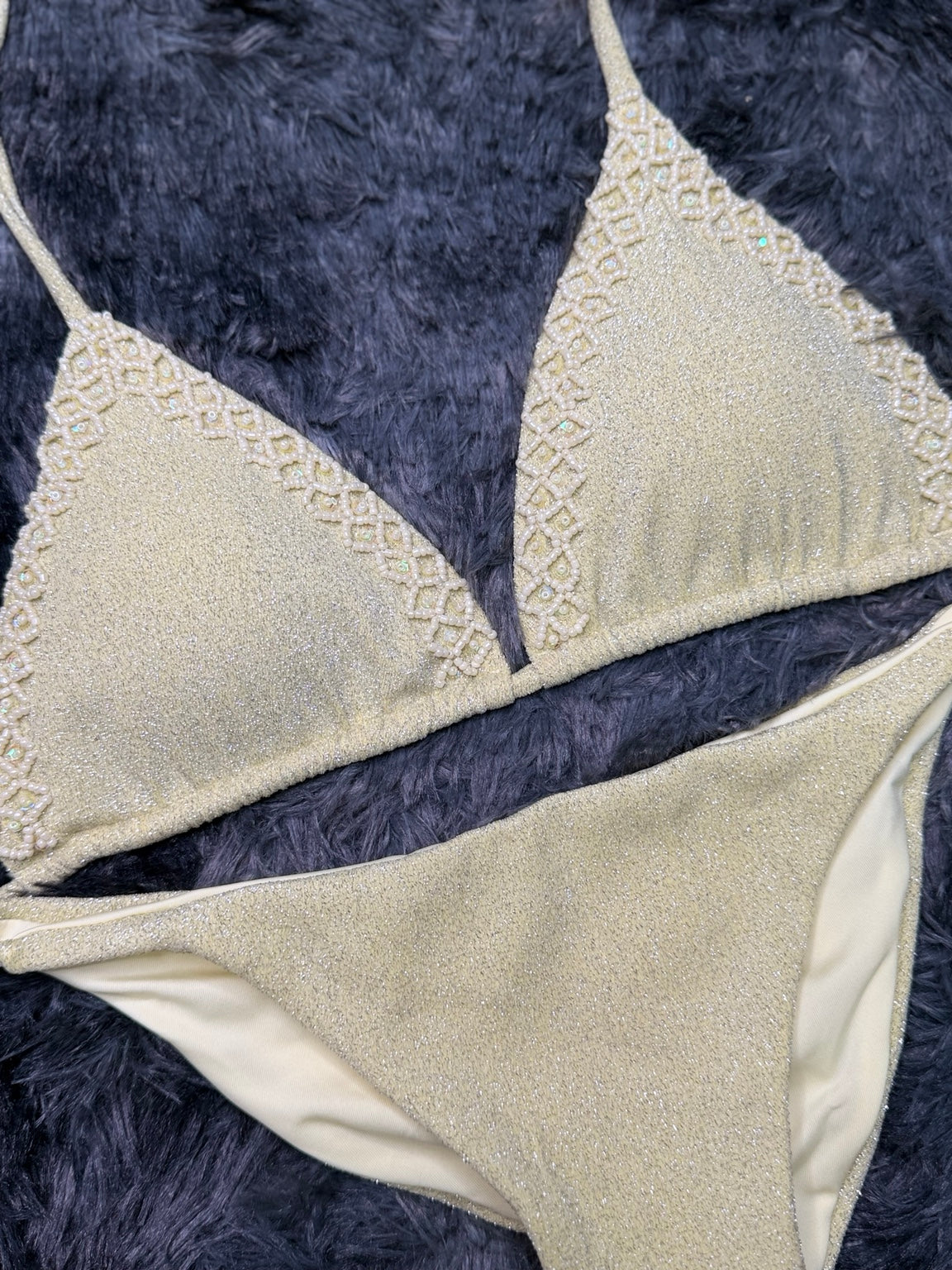 Ornate Bikini Set ivory detail