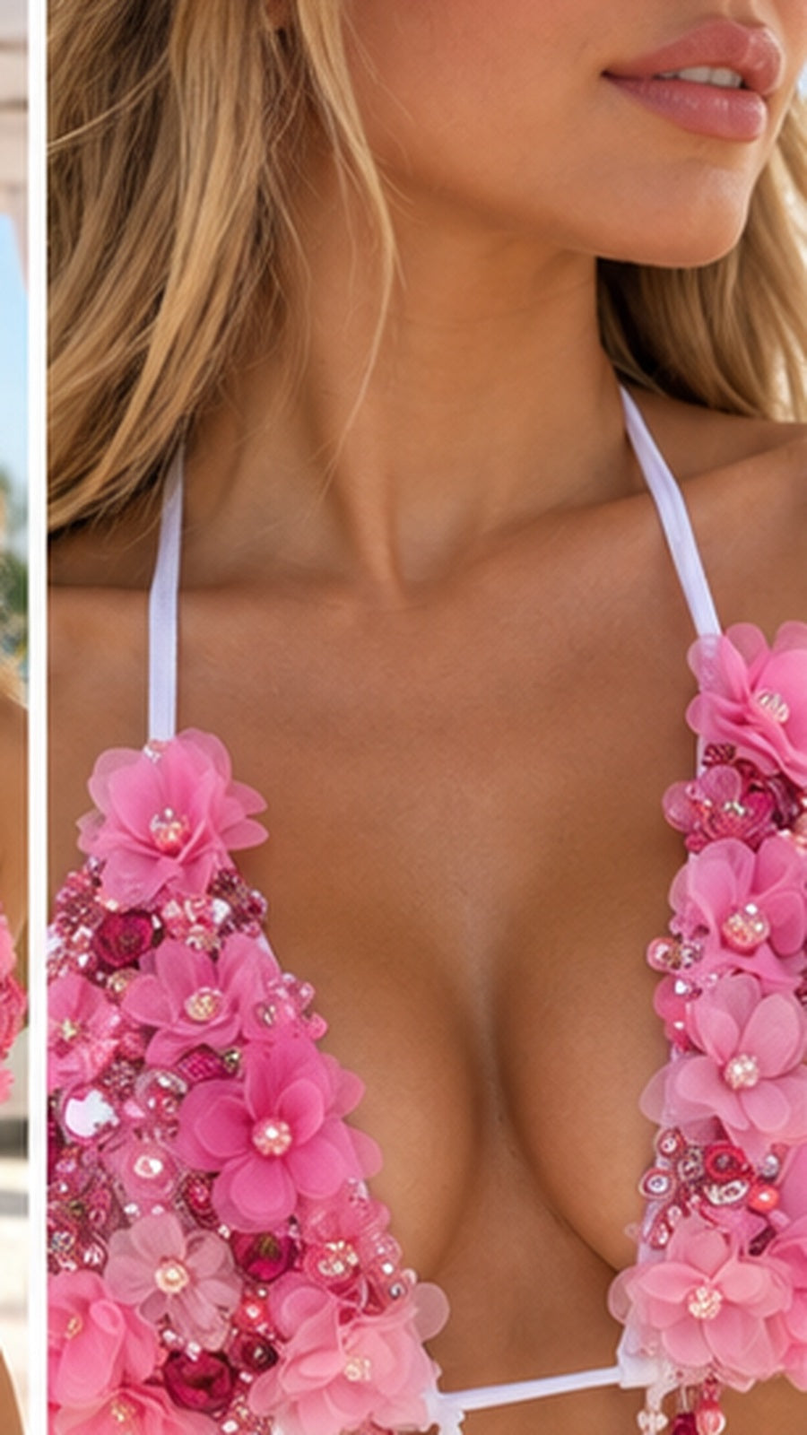 Pink Blossom Luxe Bikini Set professional 9:16 model photo 2